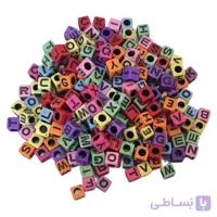 مهره دستنبد حروف انگلیسی مشکی بسته 200 عددی