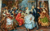 تابلو فرش نفیس ایرانی- دست بافت-طرح فرانسوی- جلسه رقص ا Iranian Pictorial Carpet- Handmade- French Style- Dance
