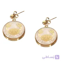 گوشواره سنگ اونیکس و ورق طلا طرح ماه تیر