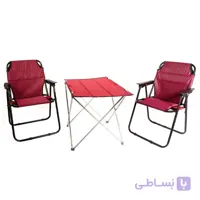 میز و صندلی سفری تاشو 2 نفره مدل پلاس مجموعه 3 عددی