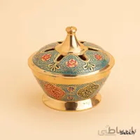 قندان برنجی میناکاری مدل لوتوس سایز کوچک