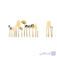 سرویس قاشق و چنگال 24 نفره ناب استیل طرح فلورانس طلایی PVD (158 پارچه) ا Nab-Steel Florence Gold Steel Cutlery Set 158 Pieces