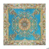 رومیزی مربع ترمه طرح افشار رنگ آبی