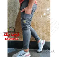 شلوار اسلش بنگال 6جیب مچدار طوسی