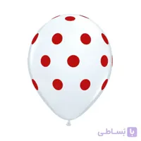 بادکنک سفید خالدار قرمز سایز 12 اینچ