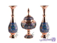 ست شکلات خوری و گلدان مس و پرداز