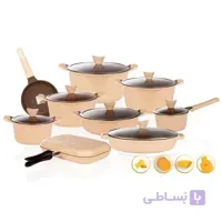 سرویس قابلمه گرانیتی 30 پارچه کاندید مدل اوشن کرم داخل شکلاتی