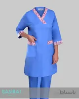 روپوش و شلوار اتاق عمل آبی روشن حاشیه دار
