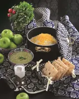 نیم ست آشپزخانه کتان 8 تکه طرح ترمه