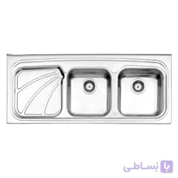 سینک ظرفشویی روکار استیل البرز ا پروانه Steel Alborz Double Bowl Sink 612/50