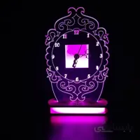 چراغ خواب و ساعت رومیزی سه رنگ طرح قاب