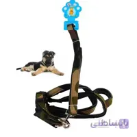 ست قلاده هارنس Bomei کتفی دولایه همراه بند قلاده طرح دار Army سایز M