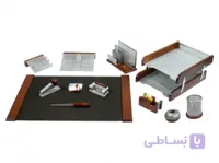 ست رومیزی کارمندی چوب و فلز سیمین کد d305