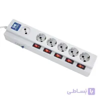 شش خانه 5+1 فیوز دار پارت الکتریک با کابل 5 متری مدل PRT 2162