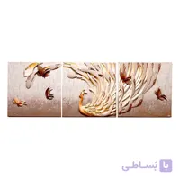 تابلو دکوراتیو برجسته مدل طاووس وکتور نسکافه ای سایز 70 در 70 سه تکه