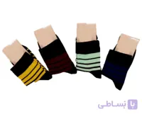 جوراب نیم ساق طرح خطی کد 207 سرمه ای