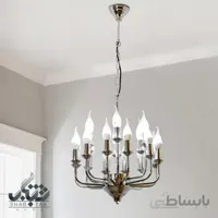 لوستر آویز هجده شعله مدرن وسط اتم 60 سرپیچ E14 کروم