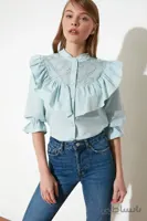 TRENDYOLMİLLA پیراهن آبی ایستاده TWOSS21GO0271