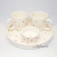 سِت چای خوری سرامیکی دو نفره طرح قلب