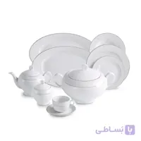 سرویس چینی 102 پارچه چینی زرین سری ایتالیا اف مدل سپید صدف