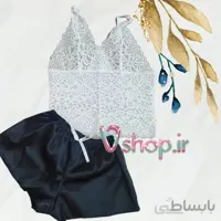 ست تاپ و شلوارک ساتن مشکی