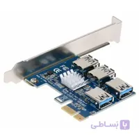 کارت تبدیل 1 پورت PCIE x1 به 4 پورت x16 کارت گرافیک با رابط USB3.0