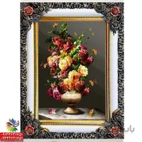 تابلو فرش دست بافت گونه گل وگلدان کد 5115