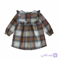پیراهن دخترانه چهارخانه یقه خشتی