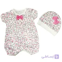 رامپر نوزادی دخترانه دو تکه گل دار ا baby cloth 1649