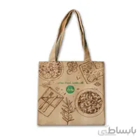 ساک خرید پارچه‌ای مانیز طرح لانچ باکس مدل Green Food Green Life