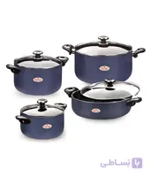 سرویس 8 پارچه گرانیتا سرمه ای با درب شیشه ای زرساب کد GT-7550G-S