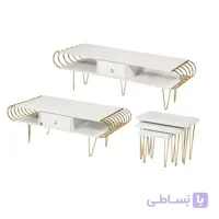 میز پذیرایی کد ۴۵۳ مجموعه ۴ عددی به همراه میز تلویزیون