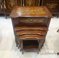 میز عسلی چوبی معرق مدل چهار تیکه پایه شیاری کد ۱۰۲۱۷۹