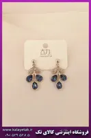 گوشواره گل متحرک سورمه ای سواروسکی