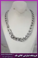 زنجیر کارتیه تخت نقره ای با قفل لوگو دار استیل
