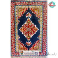 فرش دستبافت خراسان جرگلان چله ابریشم کف ابریشم نقشه کاشان سرمه ای