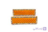 گیره انبری مخمل زرد نگین دار