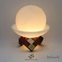آباژور سنگ نمک ماه گل پایه چوبی