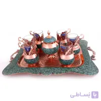 سرویس چای خوری فیروزه کوب – مس و فیروزه نیشابور ۸ پارچه
