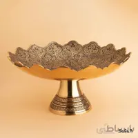 میوه خوری پایه دار برنجی طلایی مدل دیکشا طرح 2