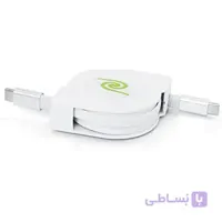 Retractable Charge and Sync Cable with Lightning &amp; Micro USB Connectorsکانکتور شارژ