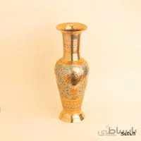 گلدان برنجی قلمزنی طلایی مدل باتاک سایز 1