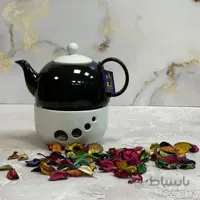 قوری وارمردار چینی شکس مدل باران رنگ مشکی