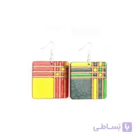 گوشواره آویزی چوبی دست ساز طرح دار کد EC1110