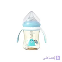 شیشه شیر نوزاد دسته دار رووکو Rovco آبی ظرفیت 180 میلی لیتر
