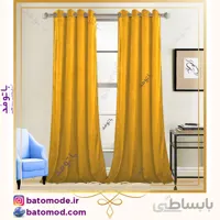 پرده پانچ مخمل خردلی وارداتی - یک پنل