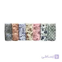 شورت نخی پودرا زنانه ترک طرح دار بسته 7 عددی کد und1011