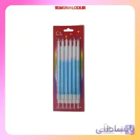 شمع میله ای دو رنگ آبی سفید