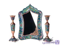 آینه و شمعدان مس و پرداز