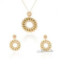 نیم ست طلا زنانه طرح اسلیمی مولتی کالر کد CS322